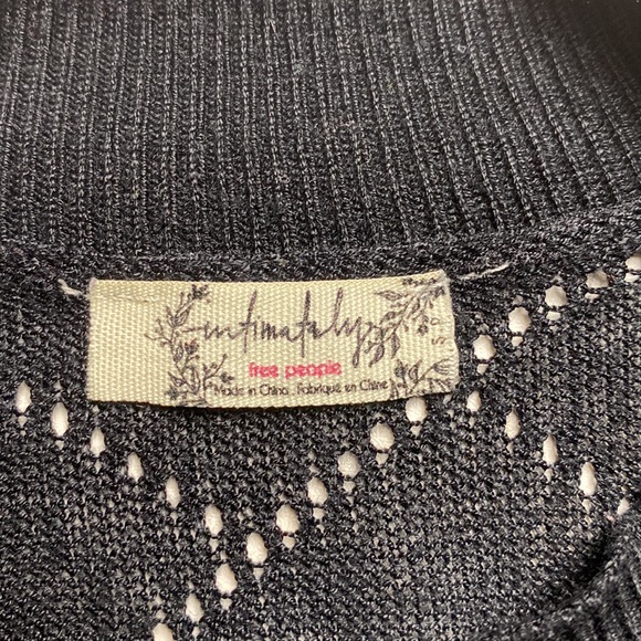 FREE PEOPLE bodysuit mock neck turtleneck size small black top pointelle - Picture 2 of 6